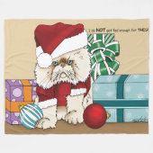 ペルシャのクリスマス猫 フリースブランケット (正面(横))