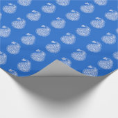 ペルシャのタイルのペイズリー-コバルトブルーの白 ラッピングペーパー (角)