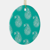 ペルシャのタイルペイズリー – 白ターコイズ セラミックオーナメント (右)