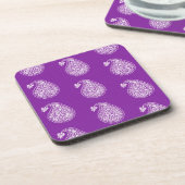 ペルシャのタイルペイズリー – 紫の上に白 コースター (左側)