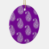 ペルシャのタイルペイズリー – 紫の上に白 セラミックオーナメント (右)