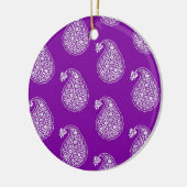 ペルシャのタイルペイズリー – 紫の上に白 セラミックオーナメント (左)