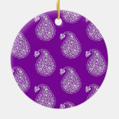 ペルシャのタイルペイズリー – 紫の上に白 セラミックオーナメント (裏面)