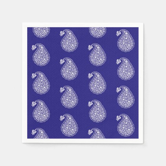 ペルシャのタイルペイズリー – 藍色の白 スタンダードカクテルナプキン (正面)