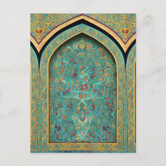 ペルシャのタイル壁画を基にしたデジタルアート作品 ポストカード (正面)