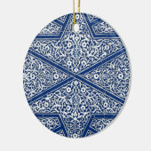 ペルシャのタイル模様 – コバルトブルーとホワイト セラミックオーナメント (左)