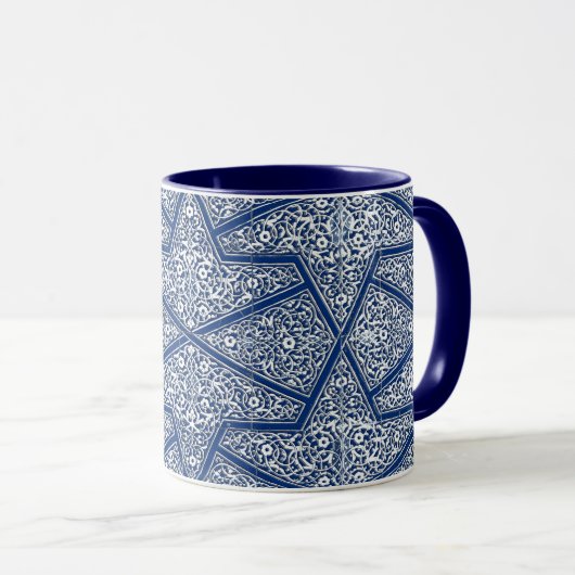 ペルシャのタイル模様 – コバルトブルーとホワイト マグカップ (正面右)