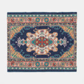 ペルシャのタブリーズ黒モロッコ幾何学模様 フリースブランケット (正面(横))