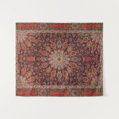 ペルシャのタブリーズ（黒）放射状ジオメトリ タペストリー (正面(横))