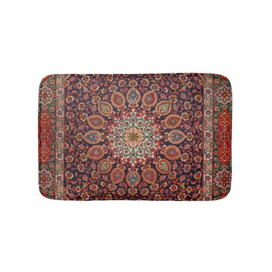 ペルシャのタブリーズ（黒）放射状ジオメトリ バスマット (正面)