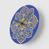 ペルシャのターコイズ ラウンド壁時計 (傾斜)