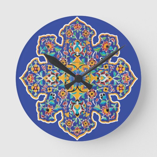 ペルシャのターコイズ ラウンド壁時計 (正面)