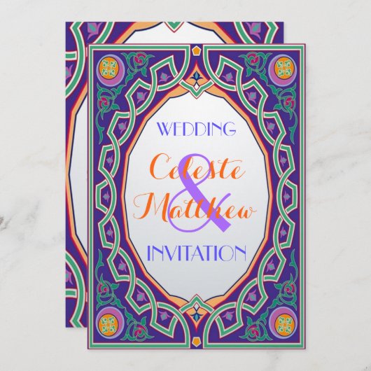 ペルシャのトルコのアラビアのモロッコの結婚式かパーティー 招待状 (正面/裏面)