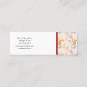 ペルシャのペイズリー、ハート、点-オレンジ青いピンク スキニー名刺 (裏面)