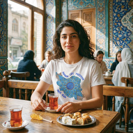 ペルシャのミナカーリ ブルー | Woman Life Freedom Tシャツ