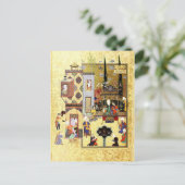 ペルシャのミニチュア:ソロモンとビルキスがチャットをする ポストカード (スタンド正面)