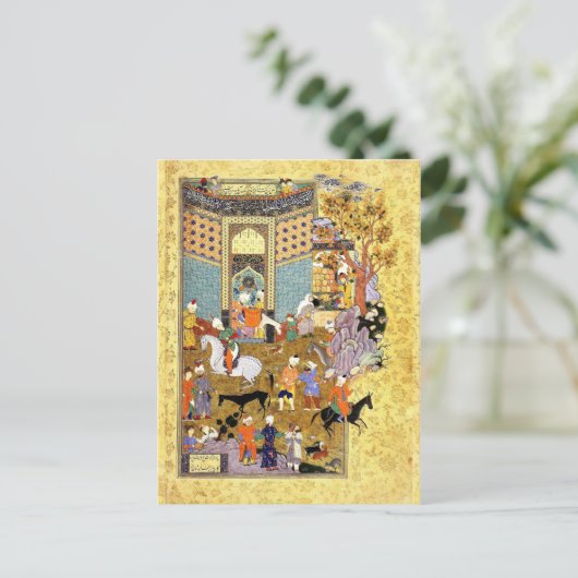 ペルシャのミニチュア：私の素晴らしいロバを売るな！ ポストカード (スタンド正面)