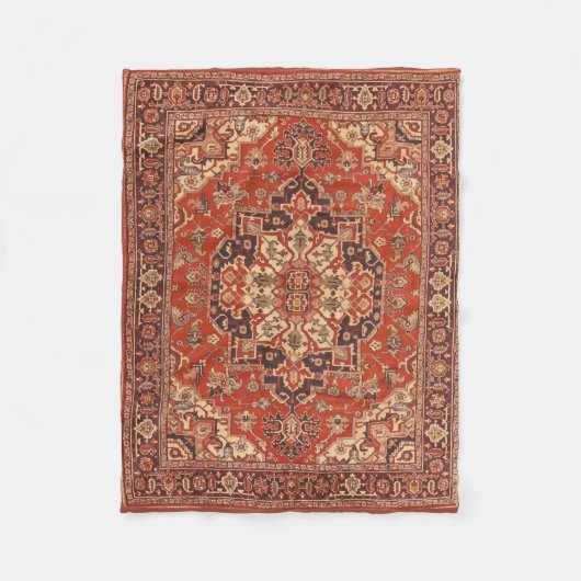 ペルシャのヴィンテージの敷物の花柄のファインアート フリースブランケット (正面)