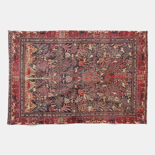 ペルシャのヴィンテージの旧式なカーペットの自然のファインアート キッチンタオル (横)