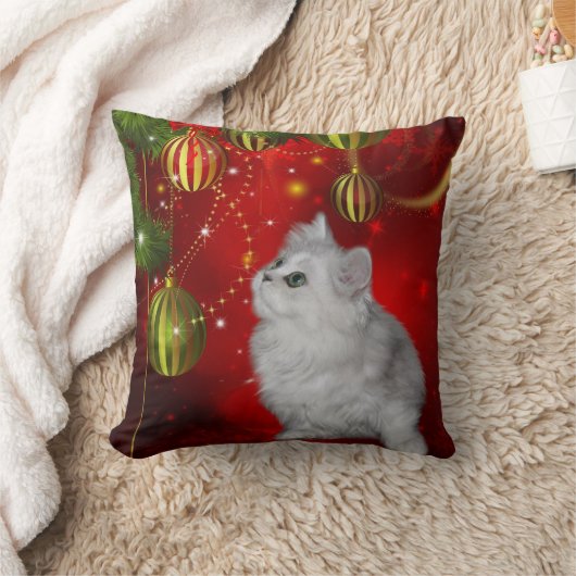 ペルシャの子ネコのクリスマス クッション (ブランケット)