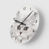 ペルシャの子猫顔 ラウンド壁時計 (傾斜)
