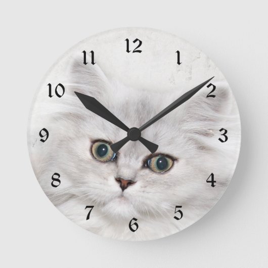 ペルシャの子猫顔 ラウンド壁時計 (正面)