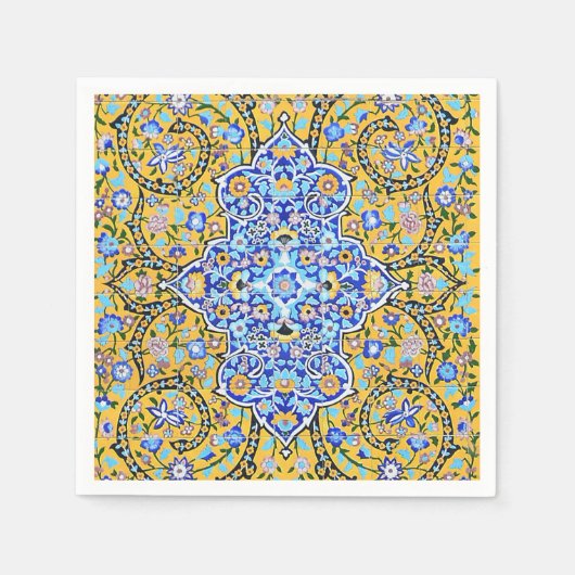 ペルシャの手の込んだタイル張りの壁画ナプキン スタンダードカクテルナプキン (正面)