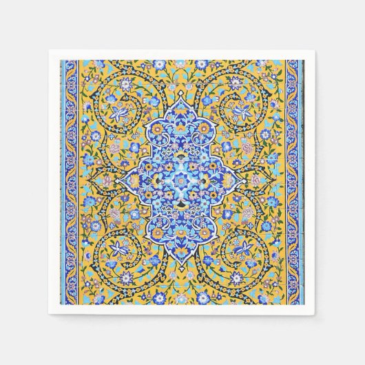 ペルシャの手の込んだタイル張りの壁画ナプキン スタンダードカクテルナプキン (正面)