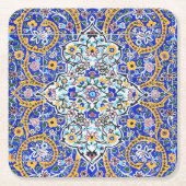 ペルシャの手の込んだタイル張りの壁画 スクエアペーパーコースター (正面)