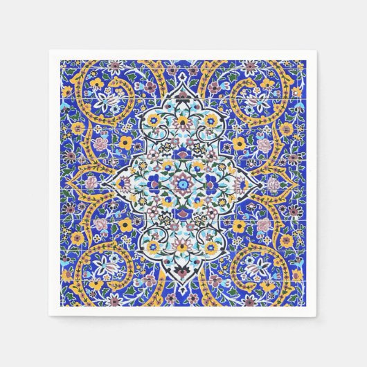 ペルシャの手の込んだタイル張りの壁画 スタンダードカクテルナプキン (正面)