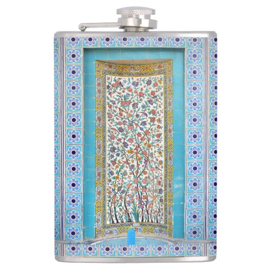 ペルシャの手の込んだタイル張りの壁画 フラスク (正面)