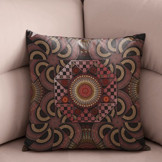 ペルシャの日焼け額縁民族半円マンダラ クッション