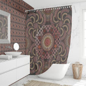 ペルシャの日焼け額縁民族半円マンダラ シャワーカーテン