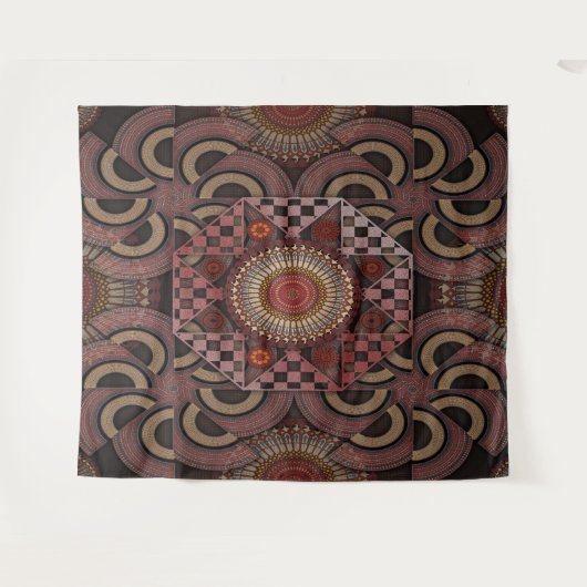 ペルシャの日焼け額縁民族半円マンダラ タペストリー (正面(横))