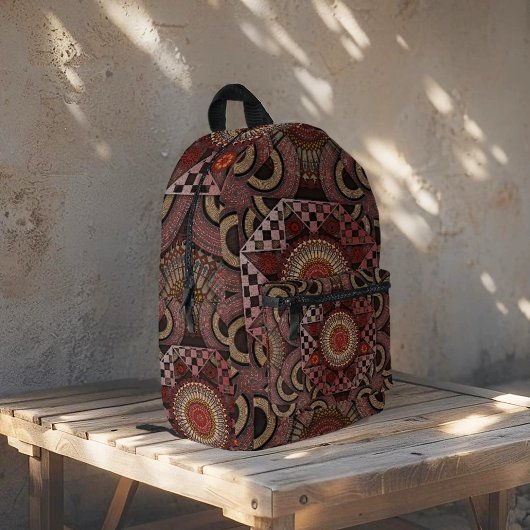 ペルシャの日焼け額縁民族半円マンダラ プリントバックパック