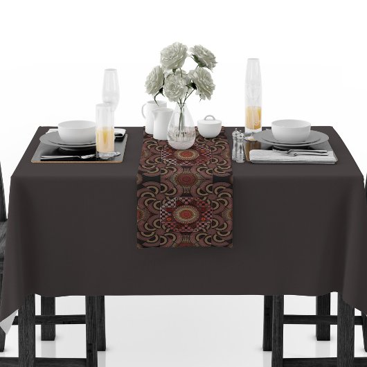 ペルシャの日焼け額縁民族半円マンダラ ミディアムテーブルランナー