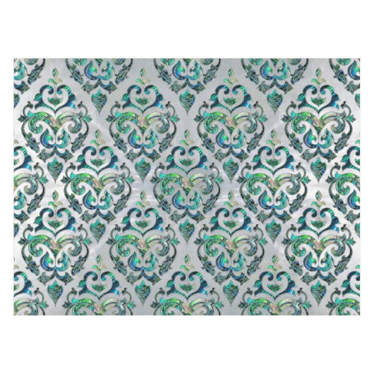 ペルシャの東洋パターンアワビおよび真珠 テーブルクロス (正面(横))