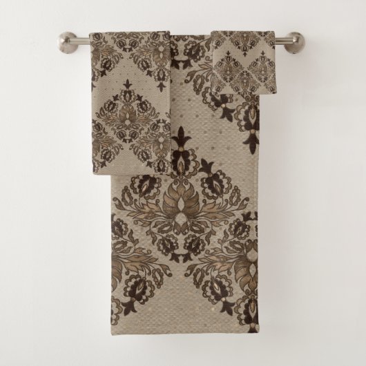 ペルシャの東洋パターンパステルの金ゴールド バスタオルセット (インサイチュ)