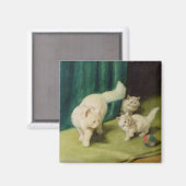 ペルシャの白い二匹の子猫 マグネット (正面/裏面)