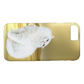 ペルシャの白い猫の金ゴールドサテン Case-Mate iPhoneケース (裏面(横))