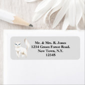 ペルシャの白猫の住所 ラベル (インサイチュ)