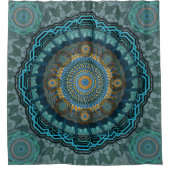 ペルシャの目のサイケデリック曼荼羅 シャワーカーテン (正面)