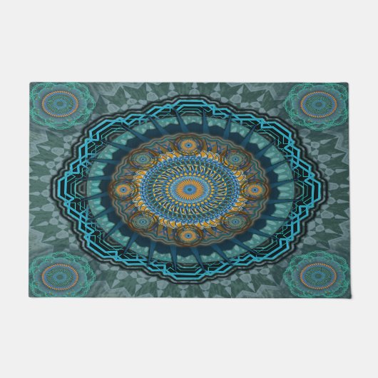 ペルシャの目のサイケデリック曼荼羅 ドアマット (正面)