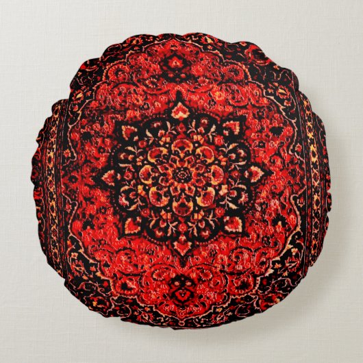 ペルシャの絨毯のデザインはバラの着色地 ラウンドクッション (正面)