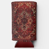 ペルシャの絨毯のデザイン(濃い赤) スリム缶クーラー (正面)