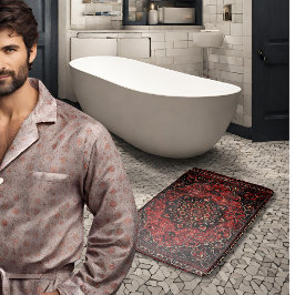 ペルシャの絨毯の外観はバラの着色地 バスマット