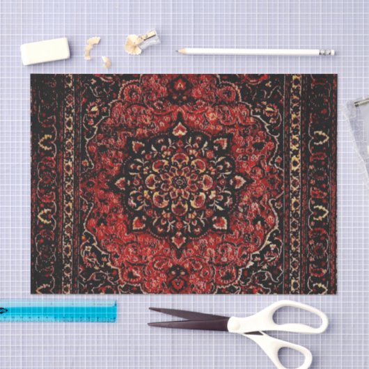 ペルシャの絨毯の外観はバラの着色地 薄葉紙 (クラフト)