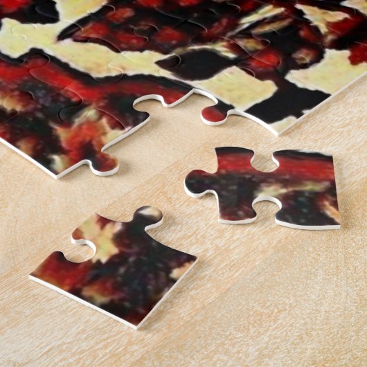 ペルシャの絨毯は濃い赤とクリーム色で見える ジグソーパズル (側面)