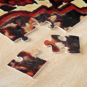 ペルシャの絨毯は濃い赤とクリーム色で見える ジグソーパズル (側面)