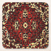 ペルシャの絨毯は濃い赤とクリーム色で見える スクエアペーパーコースター (正面)